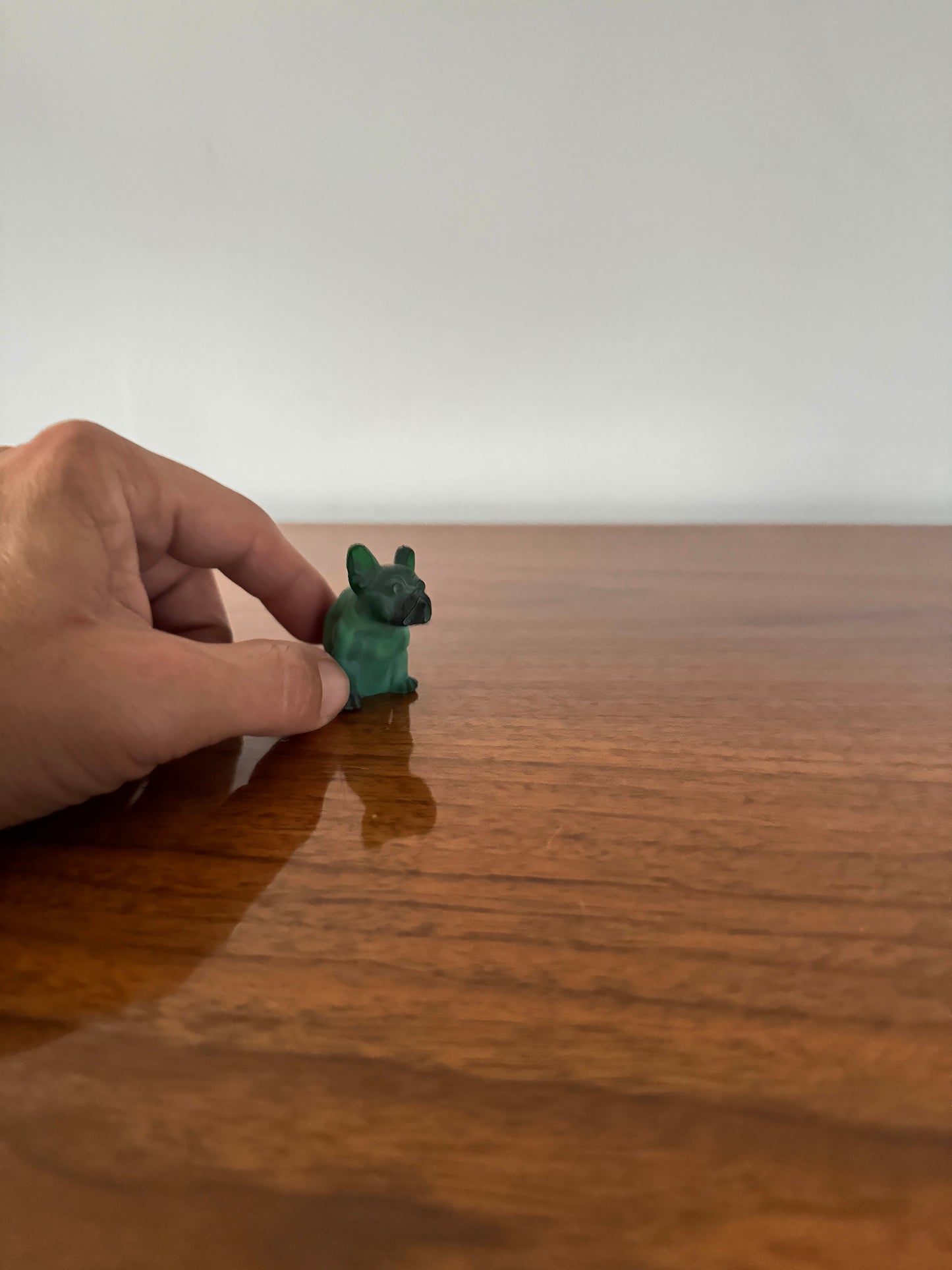 “Malachite” Bohemian (Czech) glass Bulldog figurine