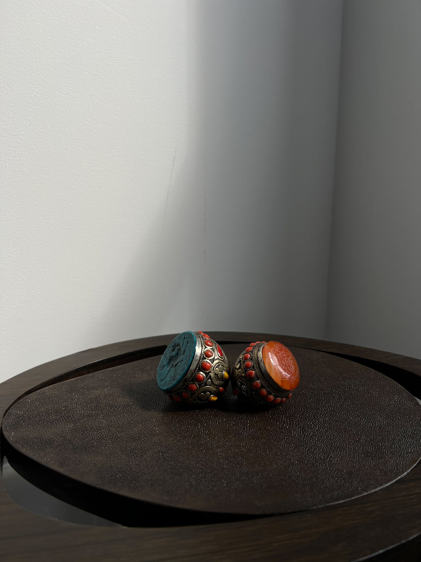 Antique Berber Seal Ring - Turquoise & Coral
