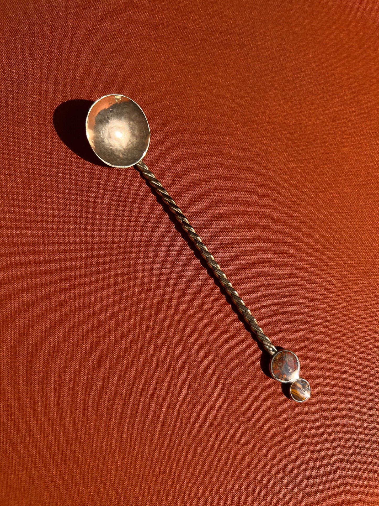 Agate Inlay Silver-plated Souvenir Spoon