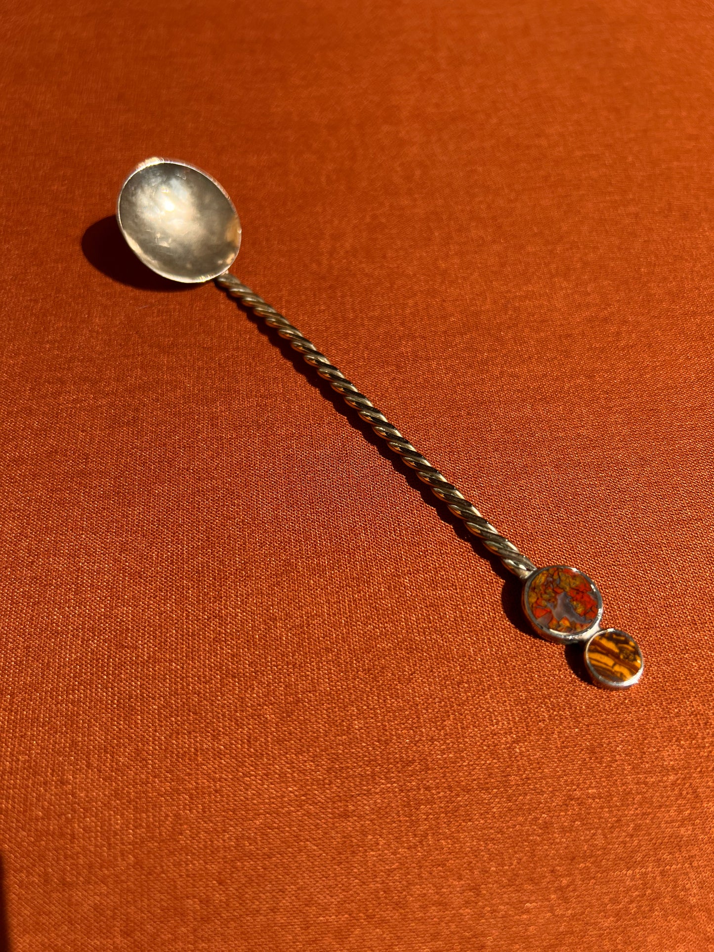 Agate Inlay Silver-plated Souvenir Spoon
