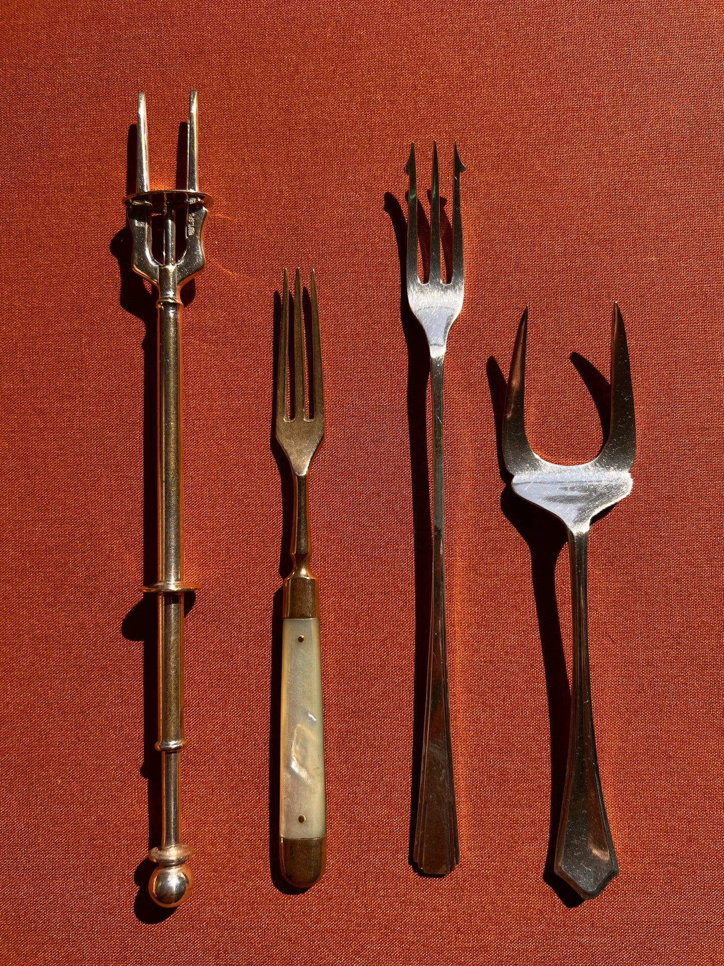 Lone Elegant Art Deco Silver-plated Snack Fork with Attenuated Stem & Barbed Tines