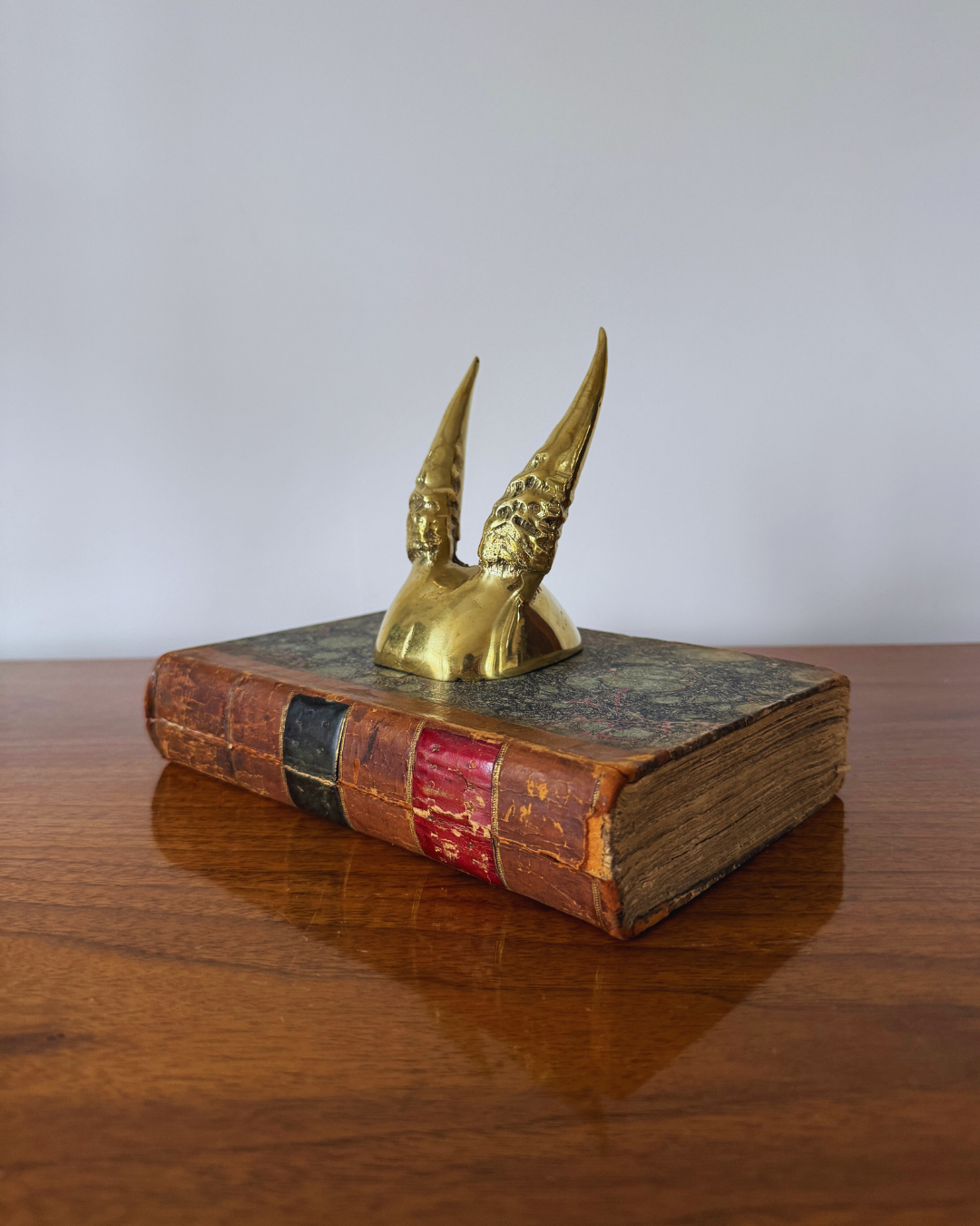 Cast Bronze Small Antelope Horns Paperweight Desk Object Dorian Originals