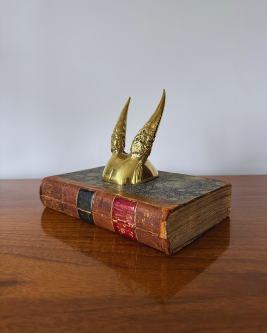 Cast Bronze Small Antelope Horns Paperweight Desk Object Dorian Originals