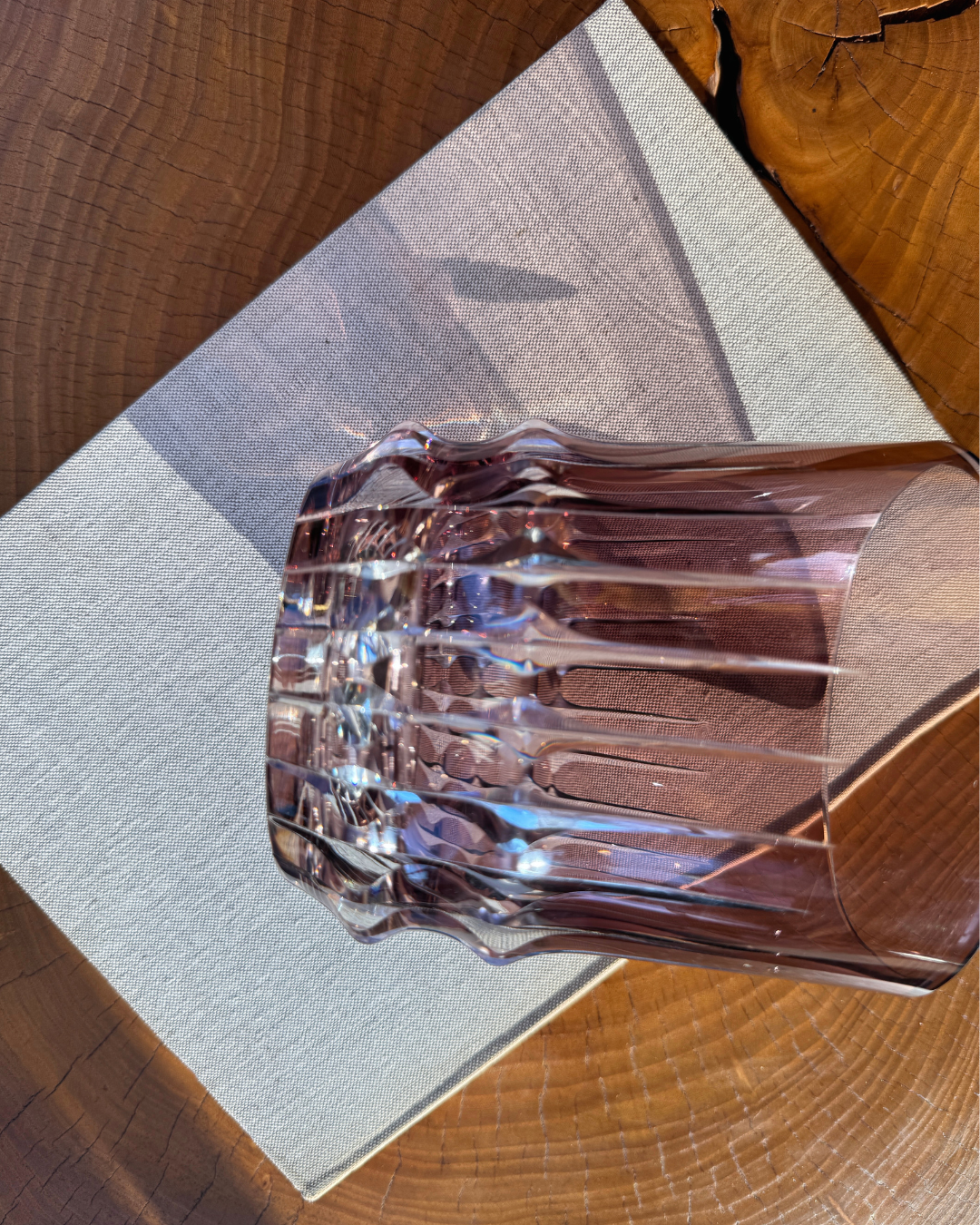 Set of 7 Mid Century Etched Brutalist Deep Smokey Purple Ice Bucket & Tumblers