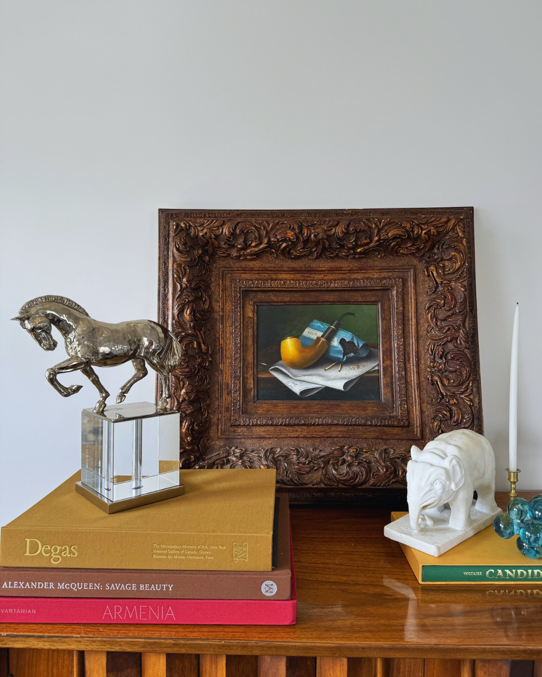 Chrome Finish Trotting horse on Lucite Base Hollywood Regency Style