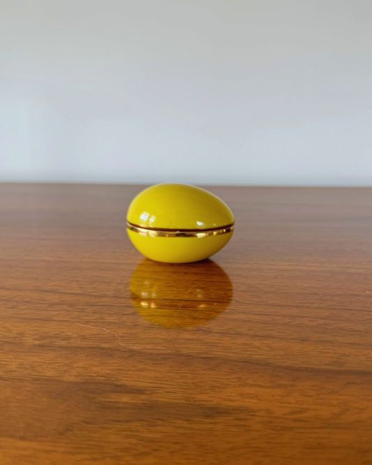 Vintage Limoges Porcelain Yellow Egg Form Trinket Box