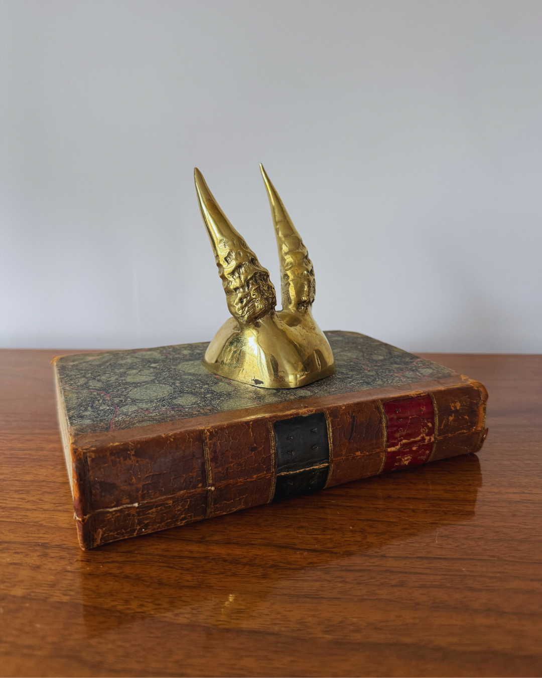 Cast Bronze Small Antelope Horns Paperweight Desk Object Dorian Originals