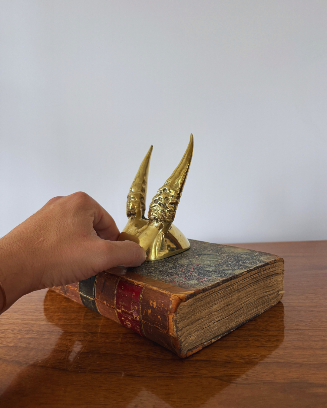 Cast Bronze Small Antelope Horns Paperweight Desk Object Dorian Originals