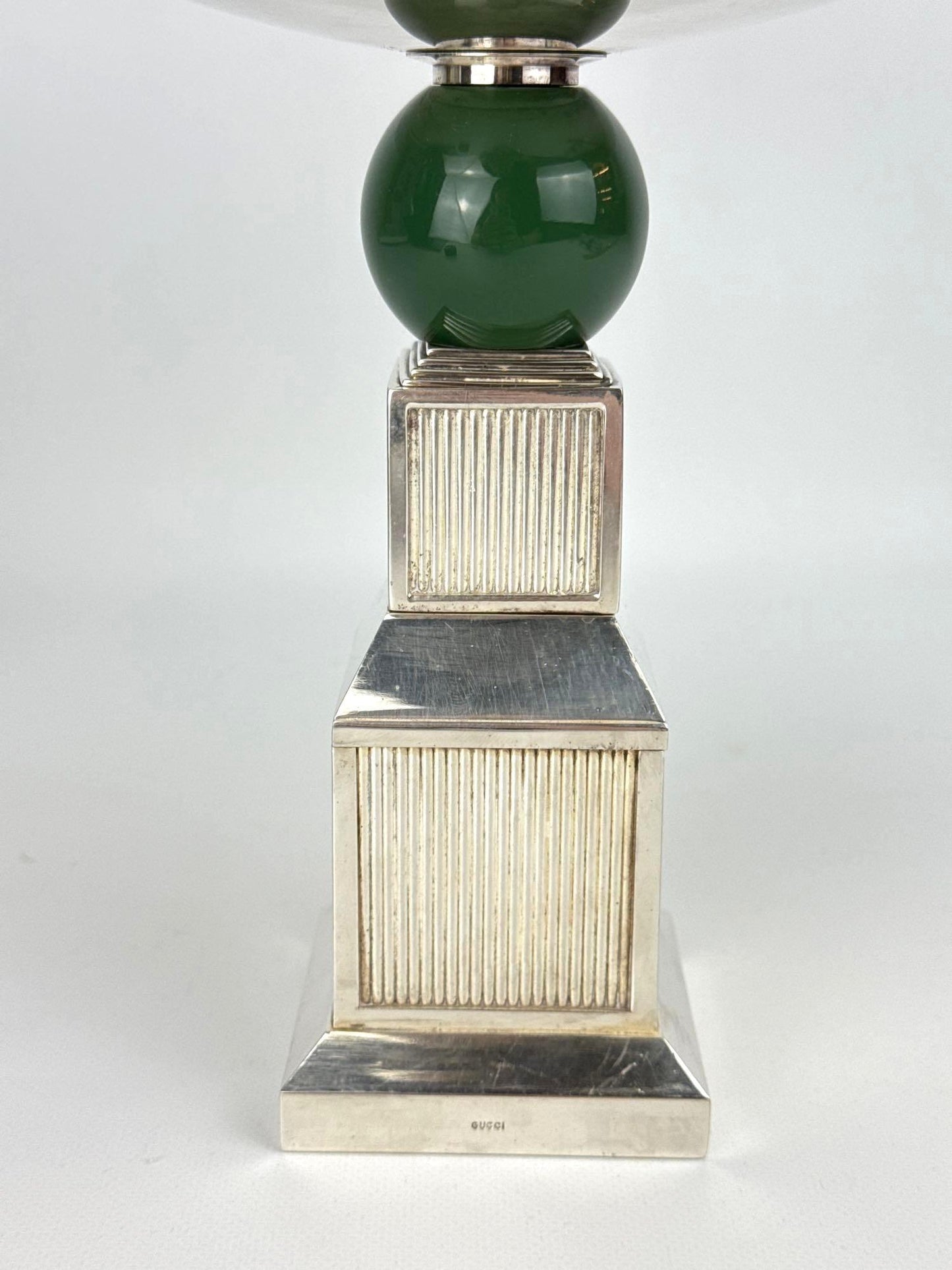 Vintage Gucci Art Deco Style Silverplate Centerpiece Compote Bowl on Skyscraper Pedestal