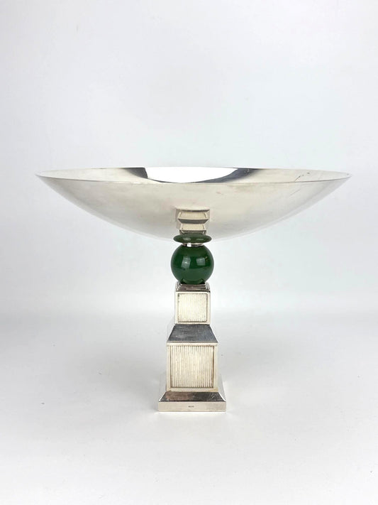Vintage Gucci Art Deco Style Silverplate Centerpiece Compote Bowl on Skyscraper Pedestal