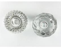 WHLSL Pair of Cartier Spherical Cut Crystal Candle Holders