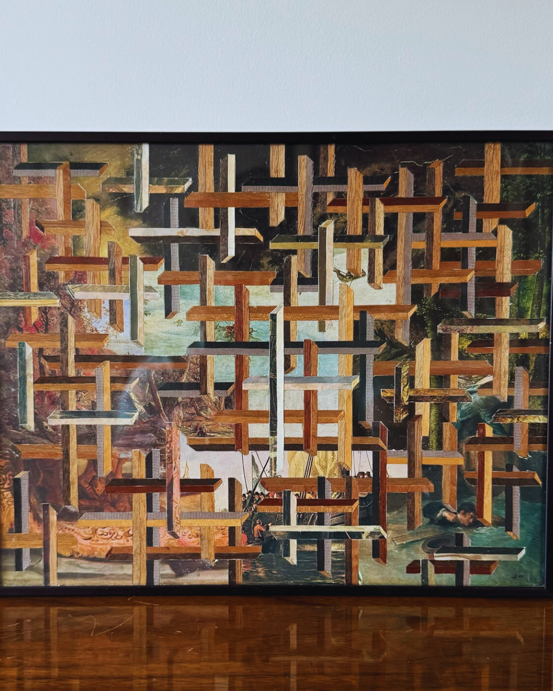 “Out of The Woods” mixed media Collage by Irving Barrett, 1994