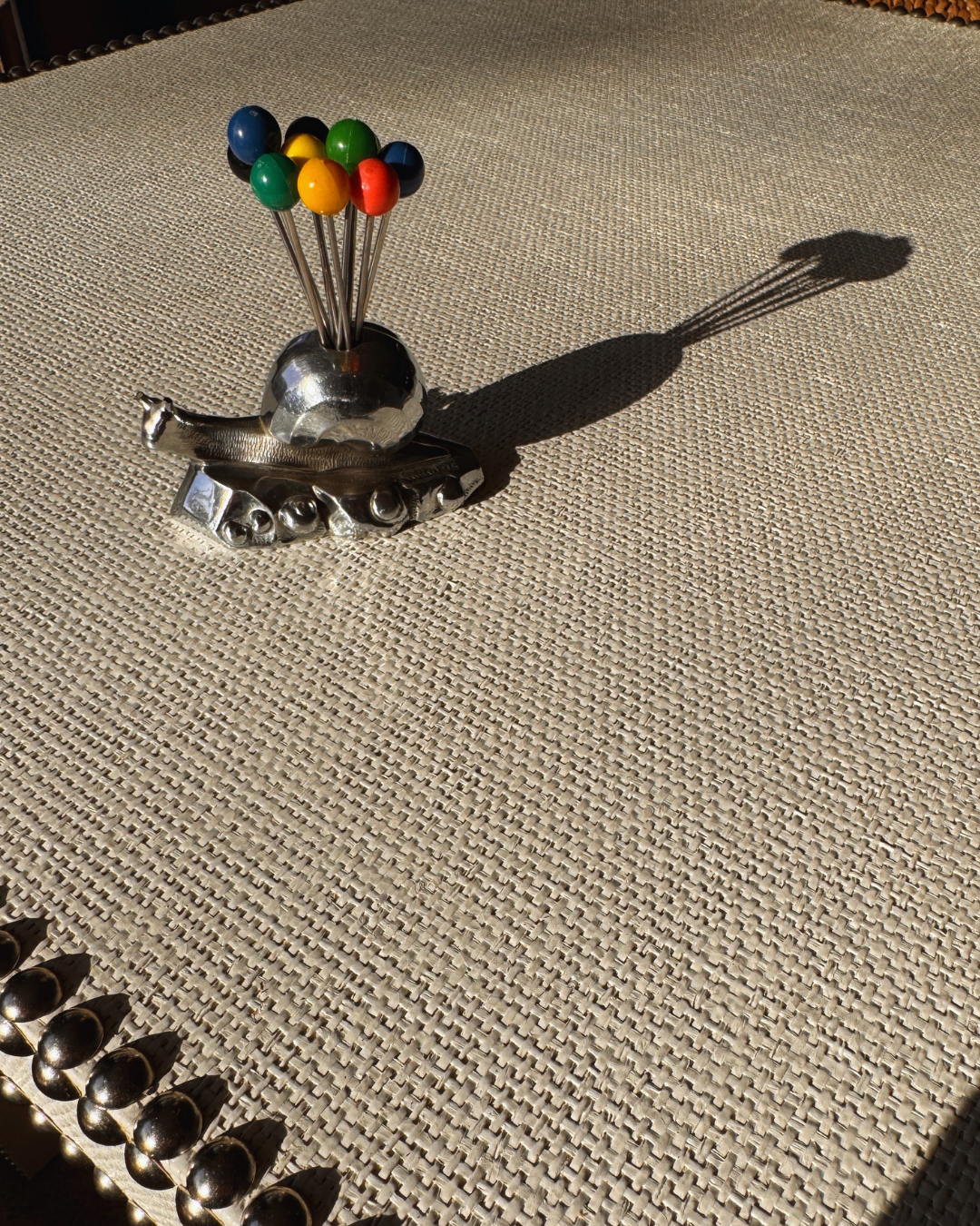 Antique Chromed Art Deco Snail Novelty Toothpick Holder