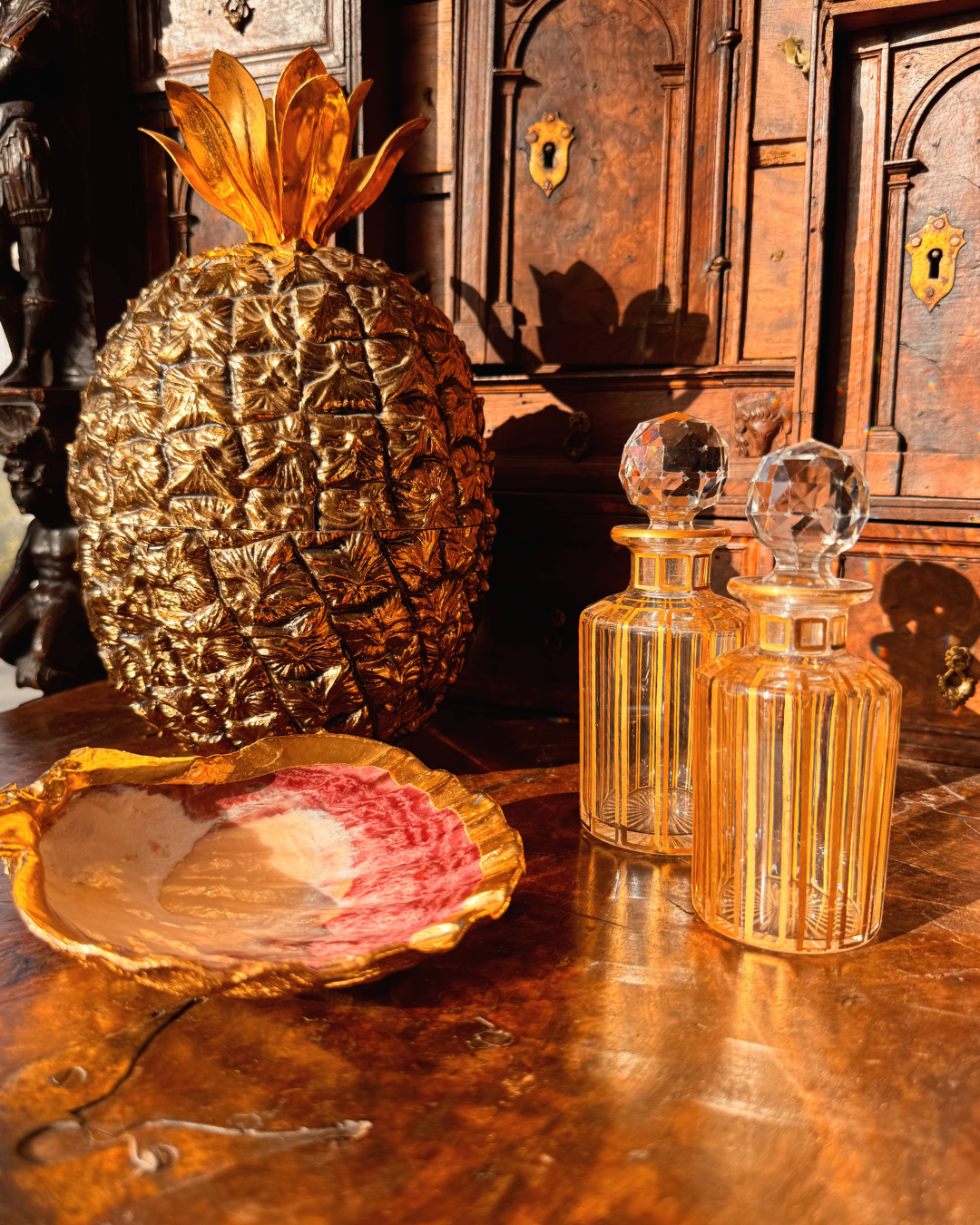 Michel Darlois, France, Vintage Large Gold Tone Metal Pineapple Ice Bucket
