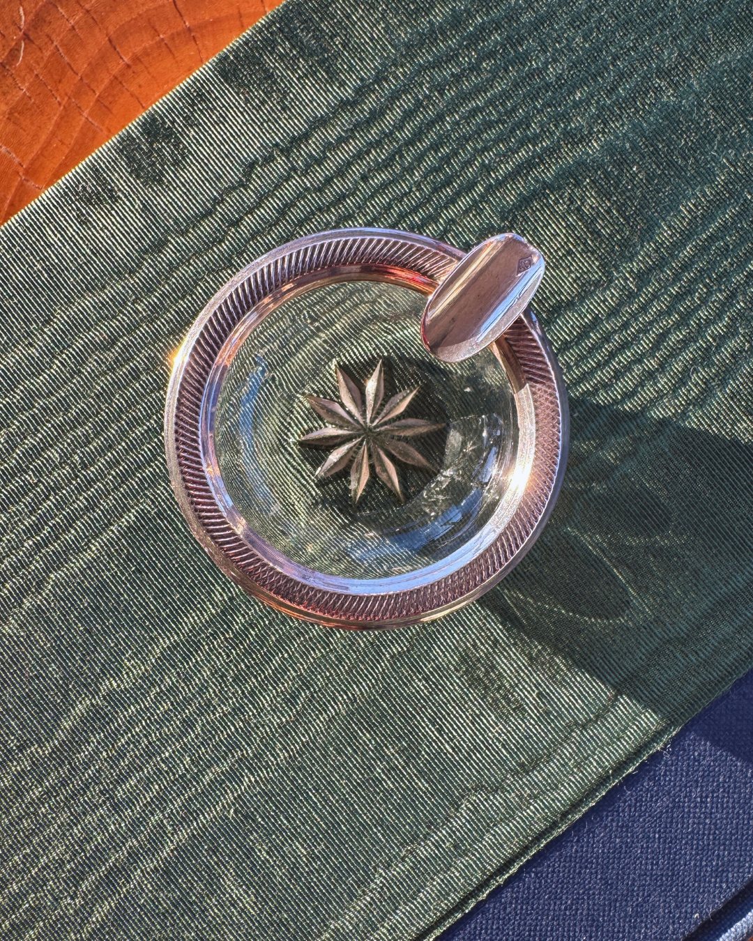 Antique Sterling Silver Individual Guilloche Mounts and Glass Personal Ashtray