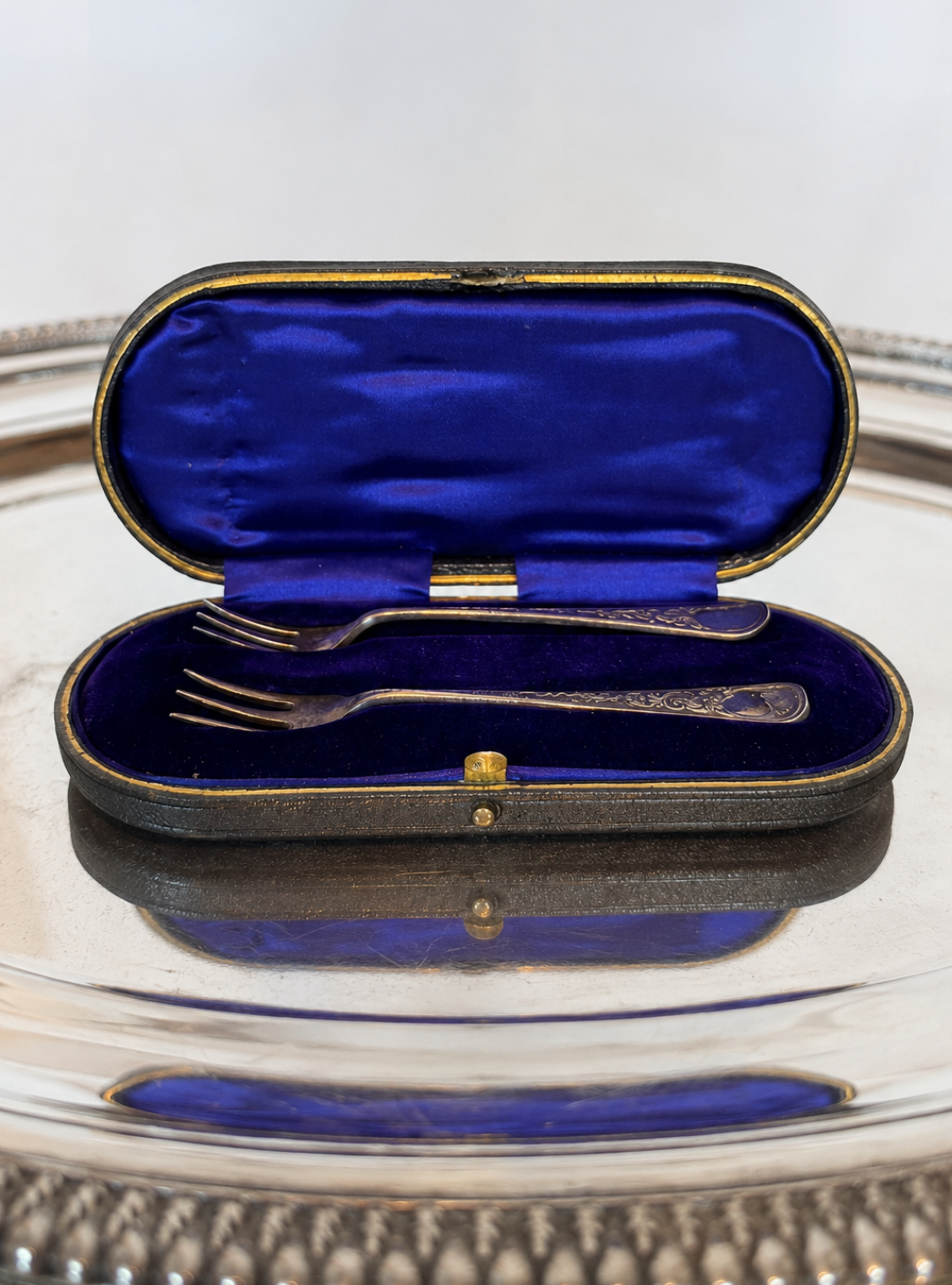 A Cased Set of two (2) Exquisite Victorian Sterling Silver Cocktail Forks