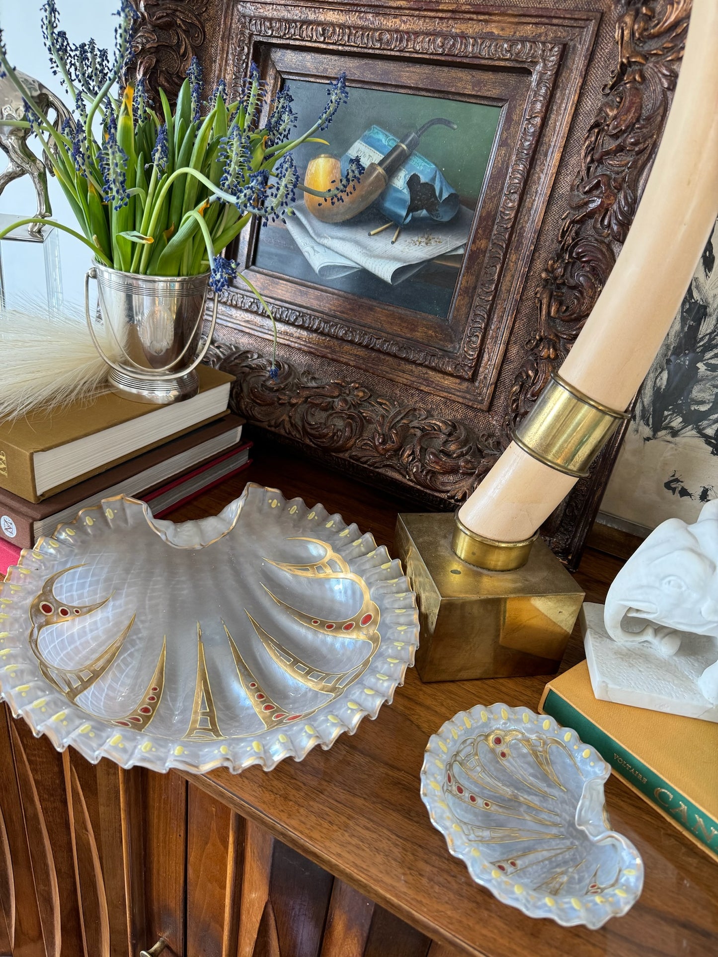 Individual Antique Venetian Small Opaline Glass Dish (one)