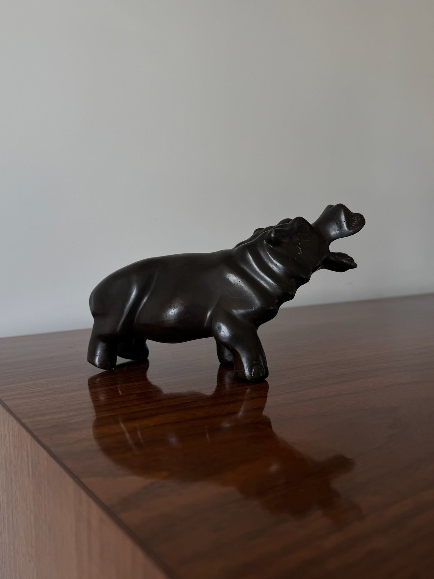 Patinated Bronze Hippopotamus Figurine