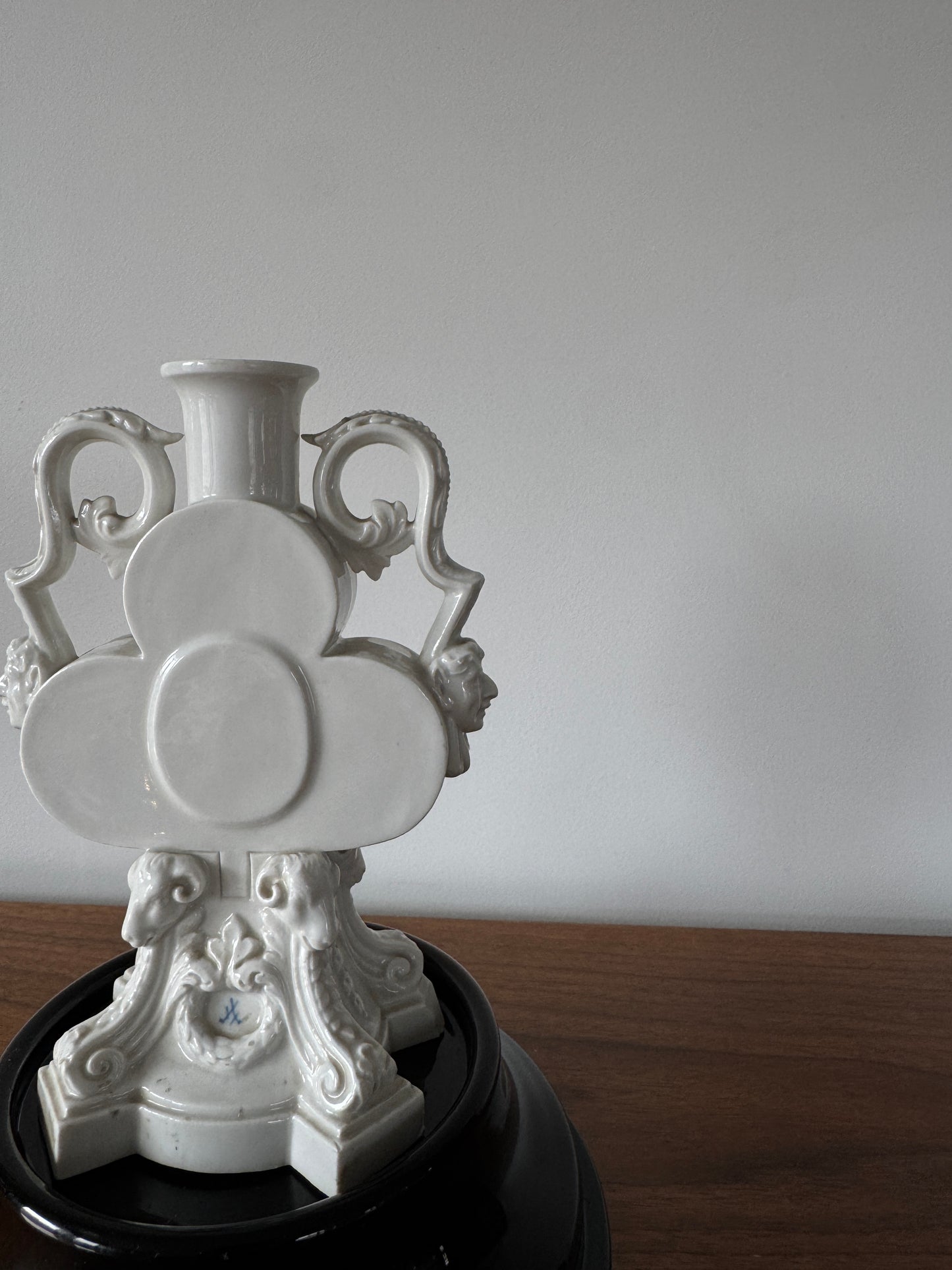 Meissen Porcelain curious playing cards club form candlestick