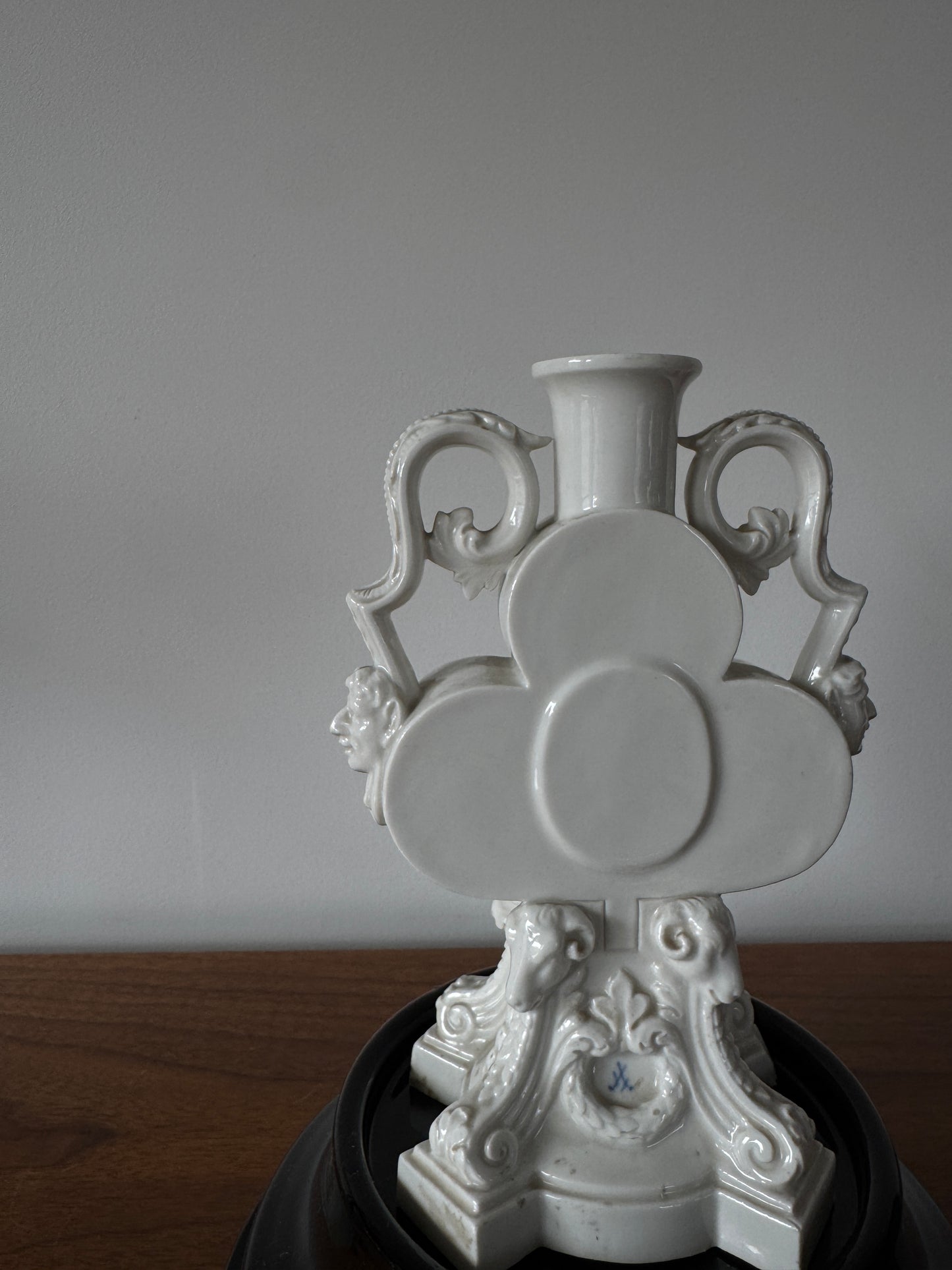 Meissen Porcelain curious playing cards club form candlestick