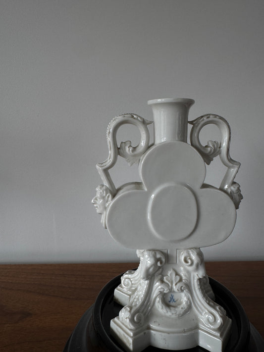 Meissen Porcelain curious playing cards club form candlestick