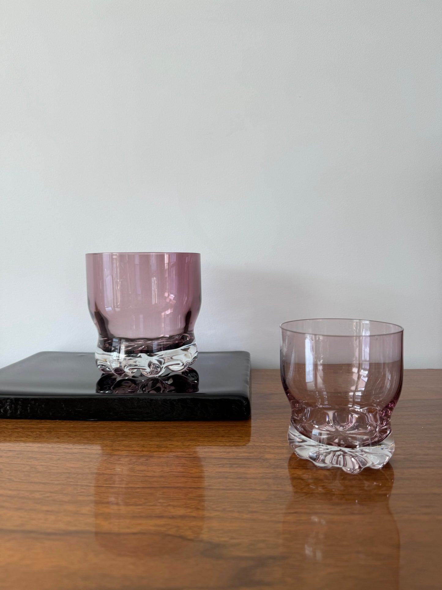 Set of Four Pink Vintage Tumblers with Matching Ice Bucket - Five (5) Pieces Total