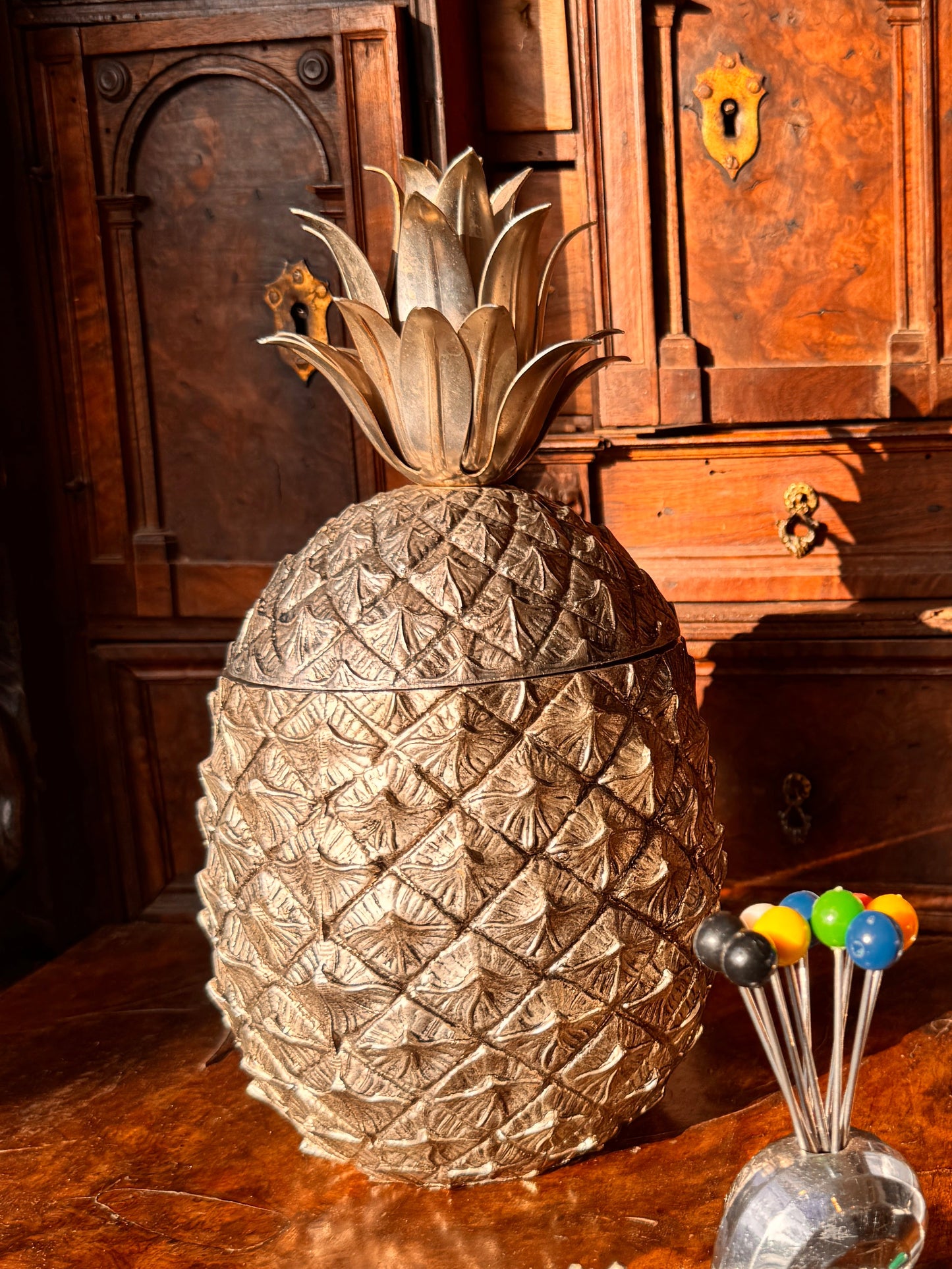 Signed Mauro Manetti Silver Tone Pineapple Ice Bucket