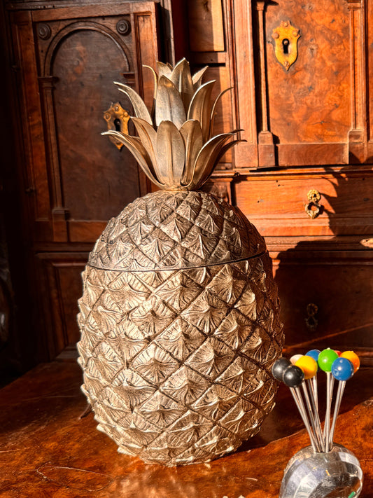 Signed Mauro Manetti Silver Tone Pineapple Ice Bucket