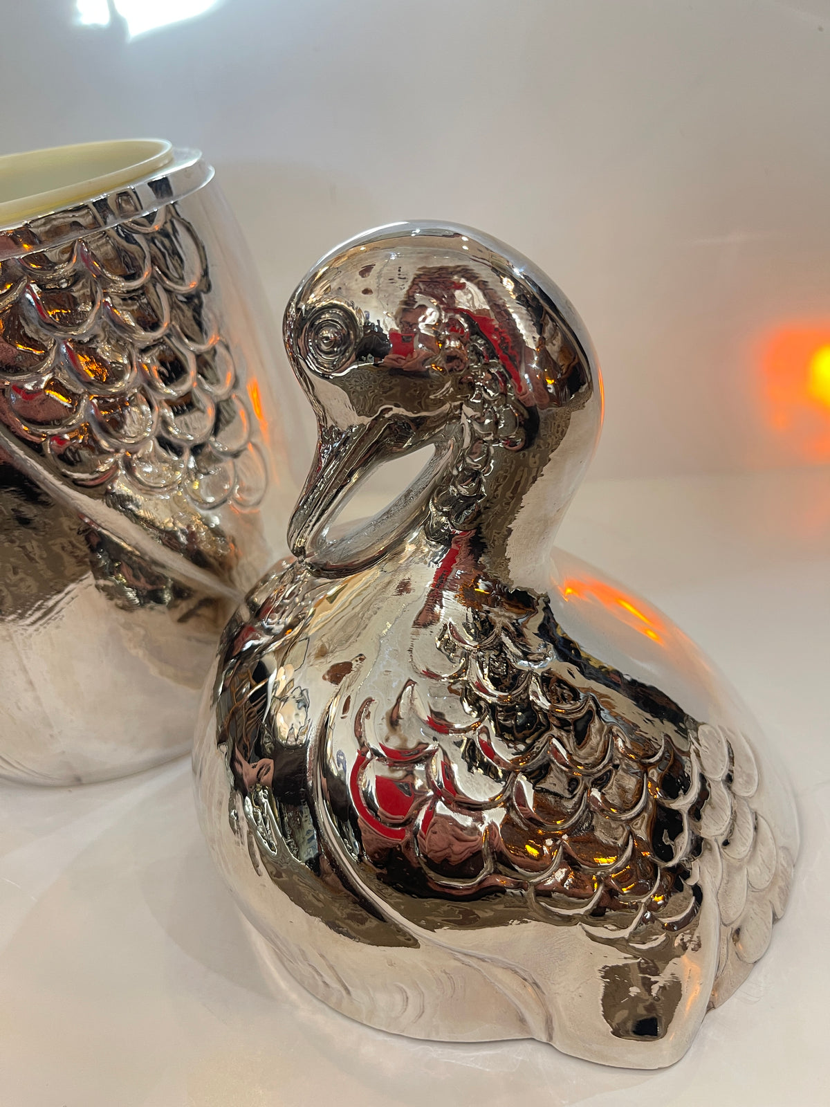 Italian Silver plated Duck Form Large Ice Bucket / Cooler