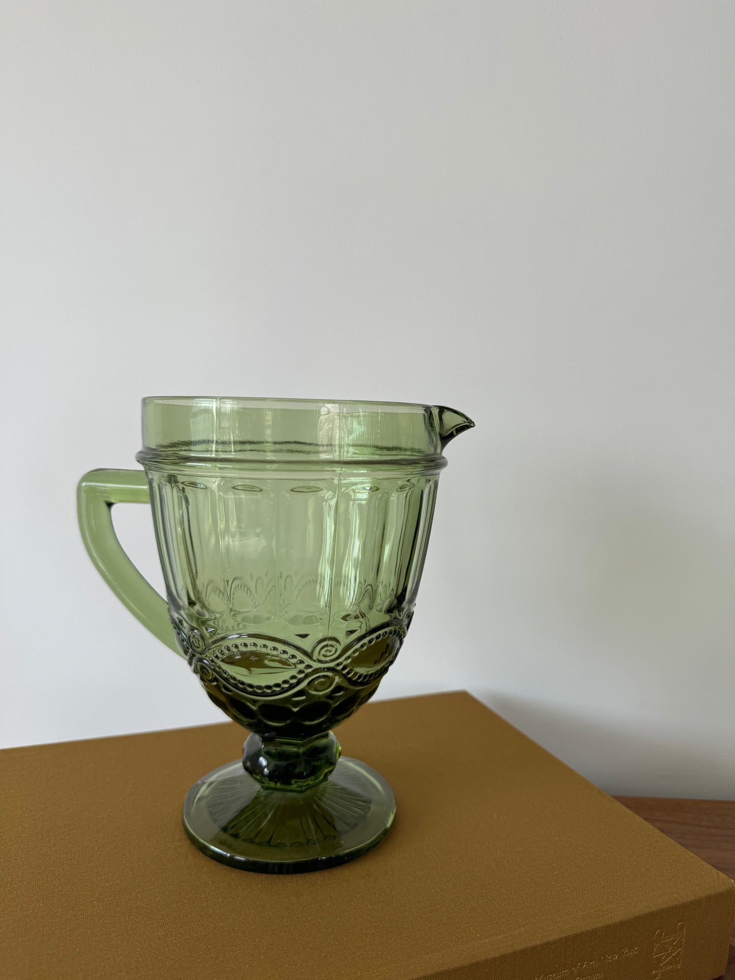 Vintage Hungarian deep green pressed glass pitcher - 2 available