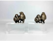 ART DECO SILVERED BIRD BOOKENDS, MANNER OF SANDOZ
