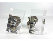 ART DECO SILVERED BIRD BOOKENDS, MANNER OF SANDOZ