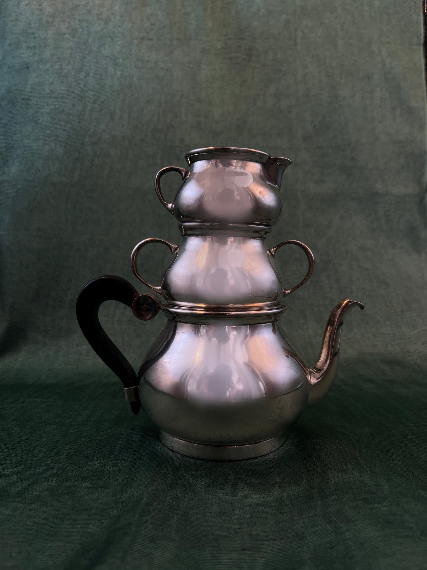 Antique Silver-plated Stacked Individual Tea & Coffee Service Tower