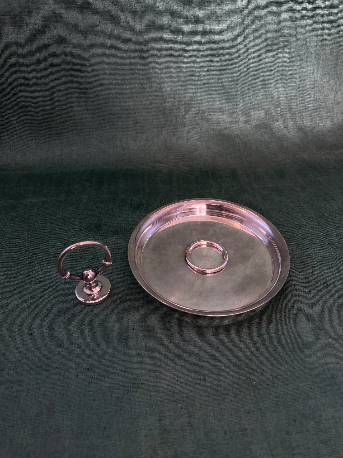 Rare Hermes Paris and Ravinet D'Enfert Silver Plated Double Bridle Post Ashtray