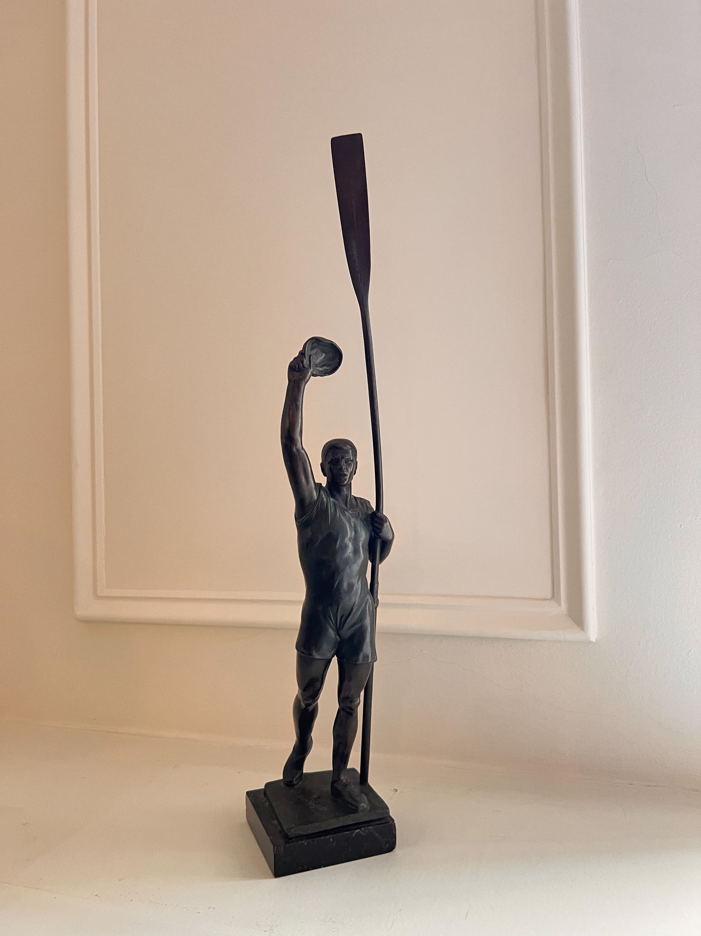 Chairish whlsl sold 1920s Patinated Bronze Rower Sculpture. Signed Müller-Crefeld