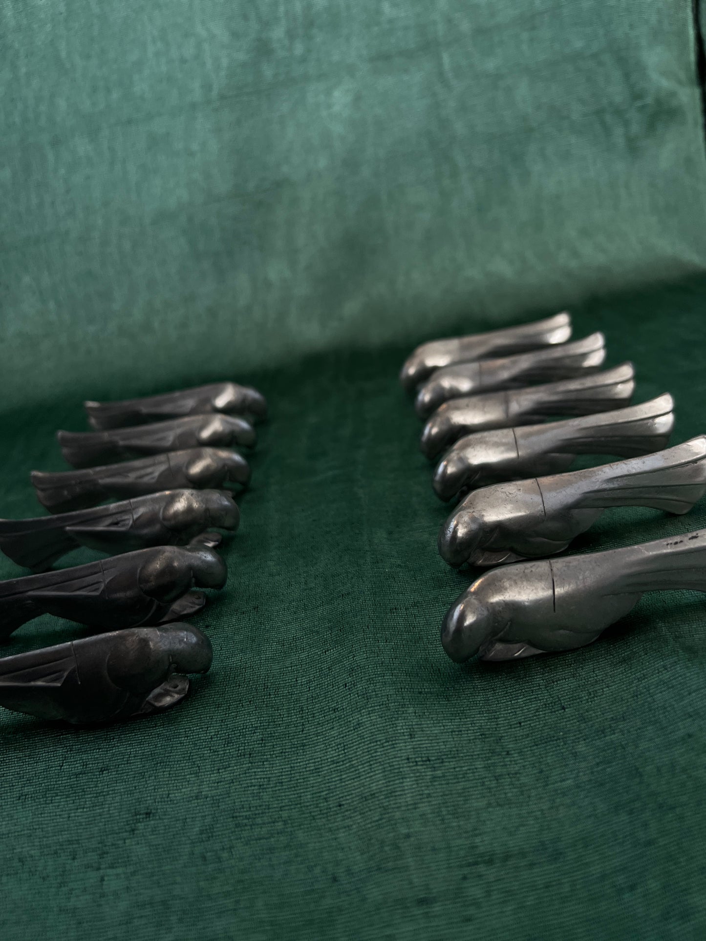 Silver-plated Pewter Parrot Bird Knife Rests - After Christofle