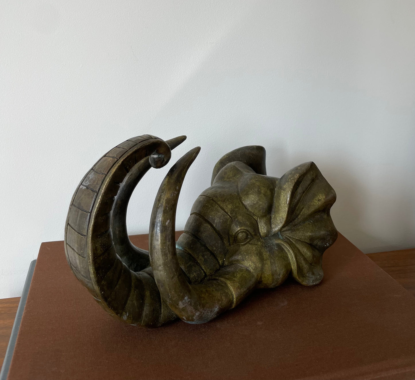 Vintage Chinese Bronze Wealth Elephant Head Figural Sculpture