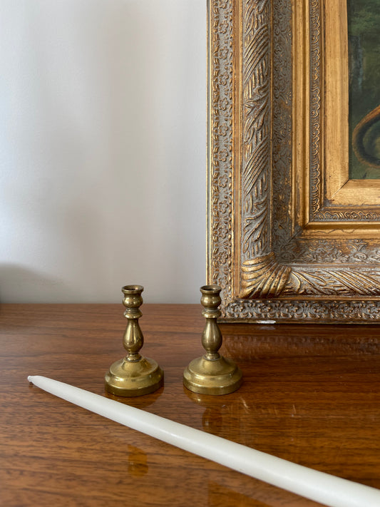 Pair of Small Vintage brass candlesticks
