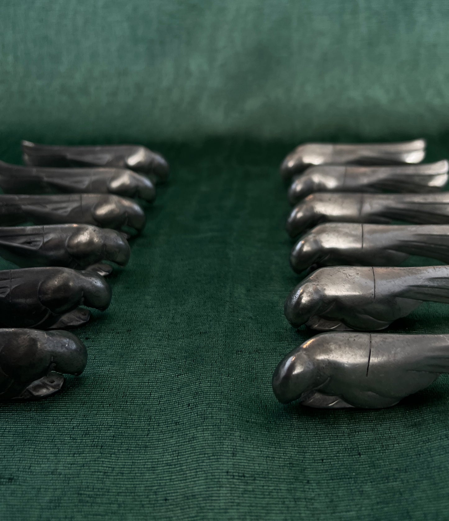 Silver-plated Pewter Parrot Bird Knife Rests - After Christofle