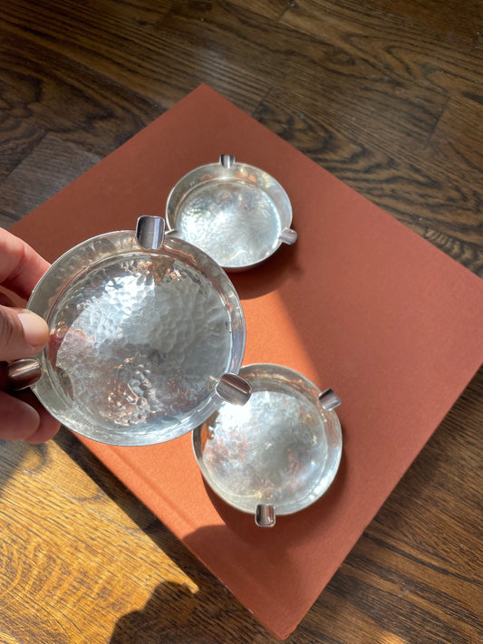 Individual Vintage Christofle Hammered Silver Plated Ashtray