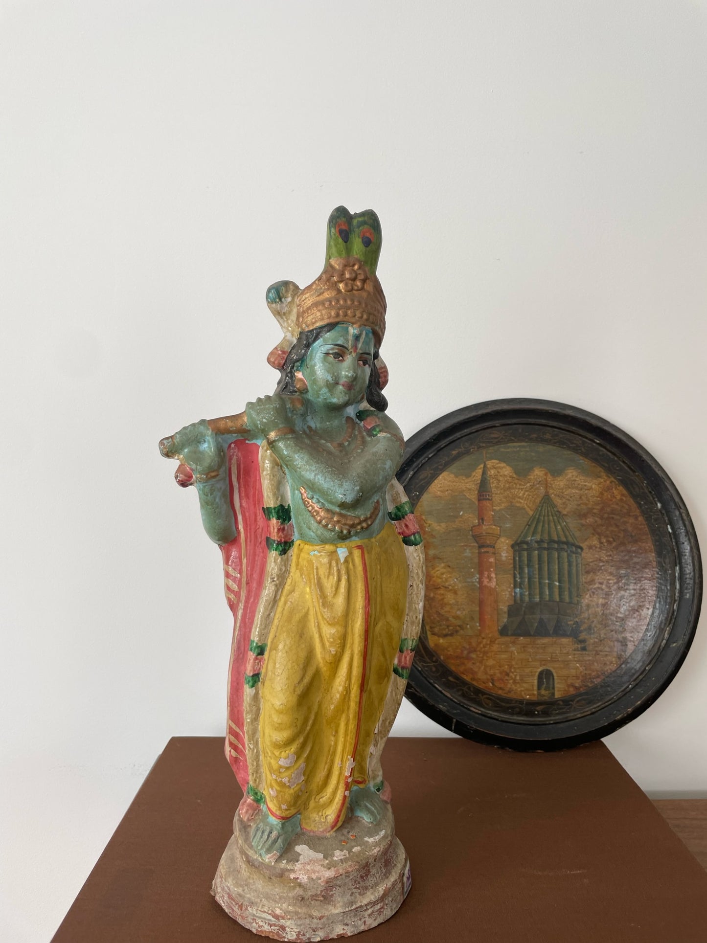 Vintage Terra Cotta Statue of the Hindu God Krishna