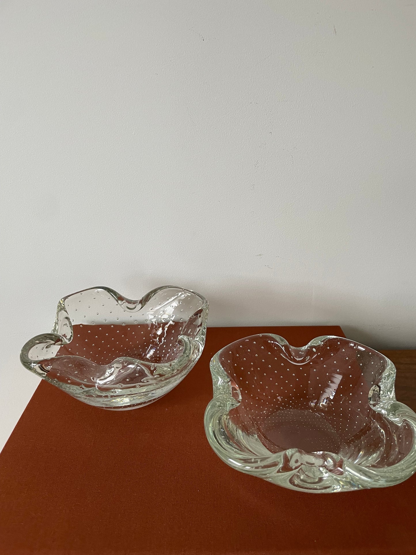 Individual Murano Bullicante Vintage Glass Bowls Ashtray Trinket Tray